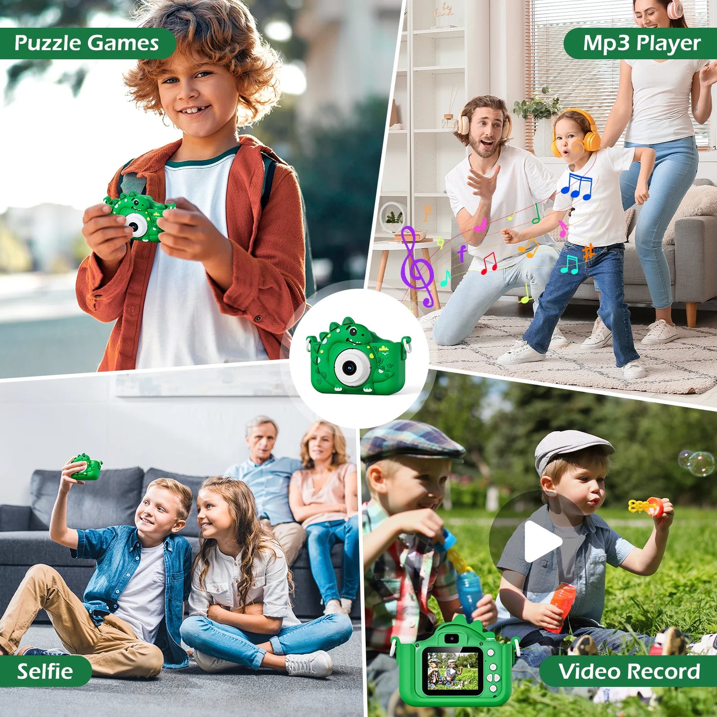 Câmera Digital Infantil HD 1080P 2.6 Lente Dupla Recarregável
