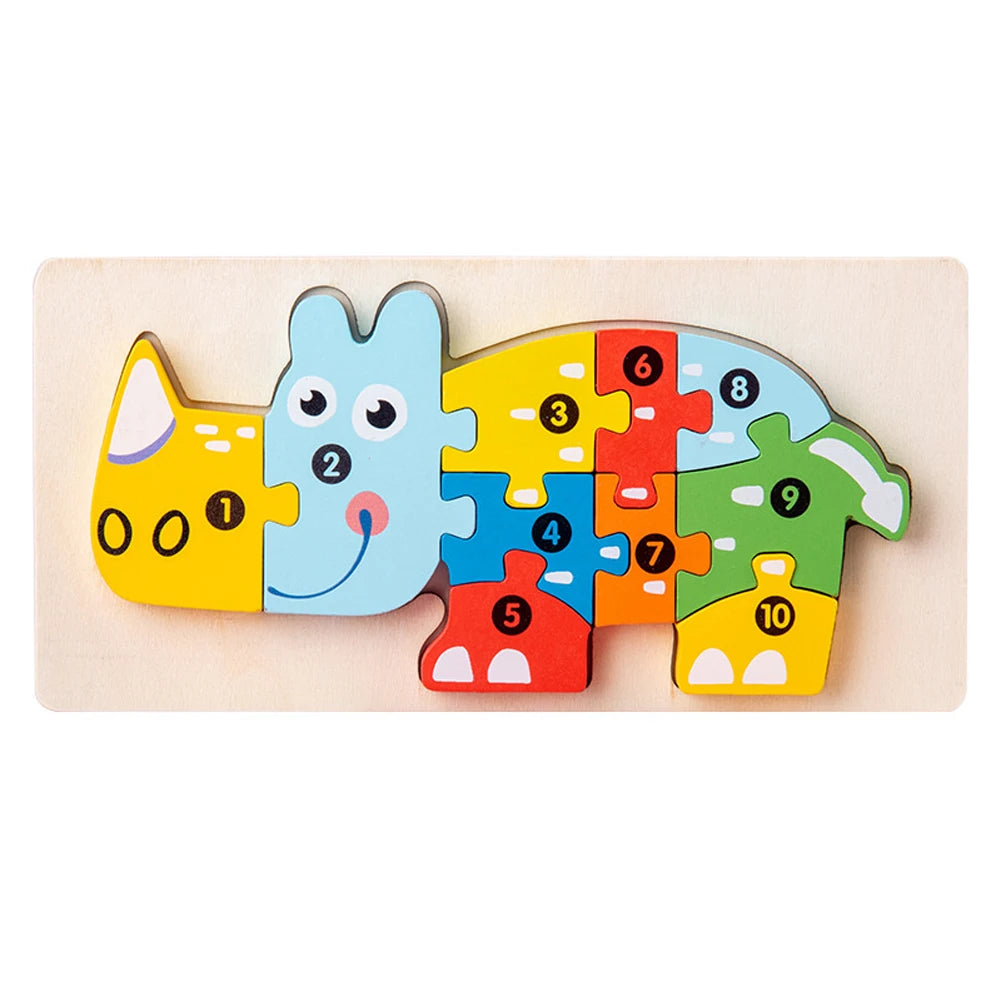 Quebra-Cabeça de Madeira – Animais Coloridos 3D