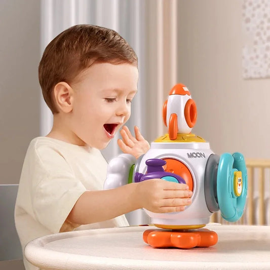Foguetinho Moon para Bebês - Interativo de Empurrar e Girar