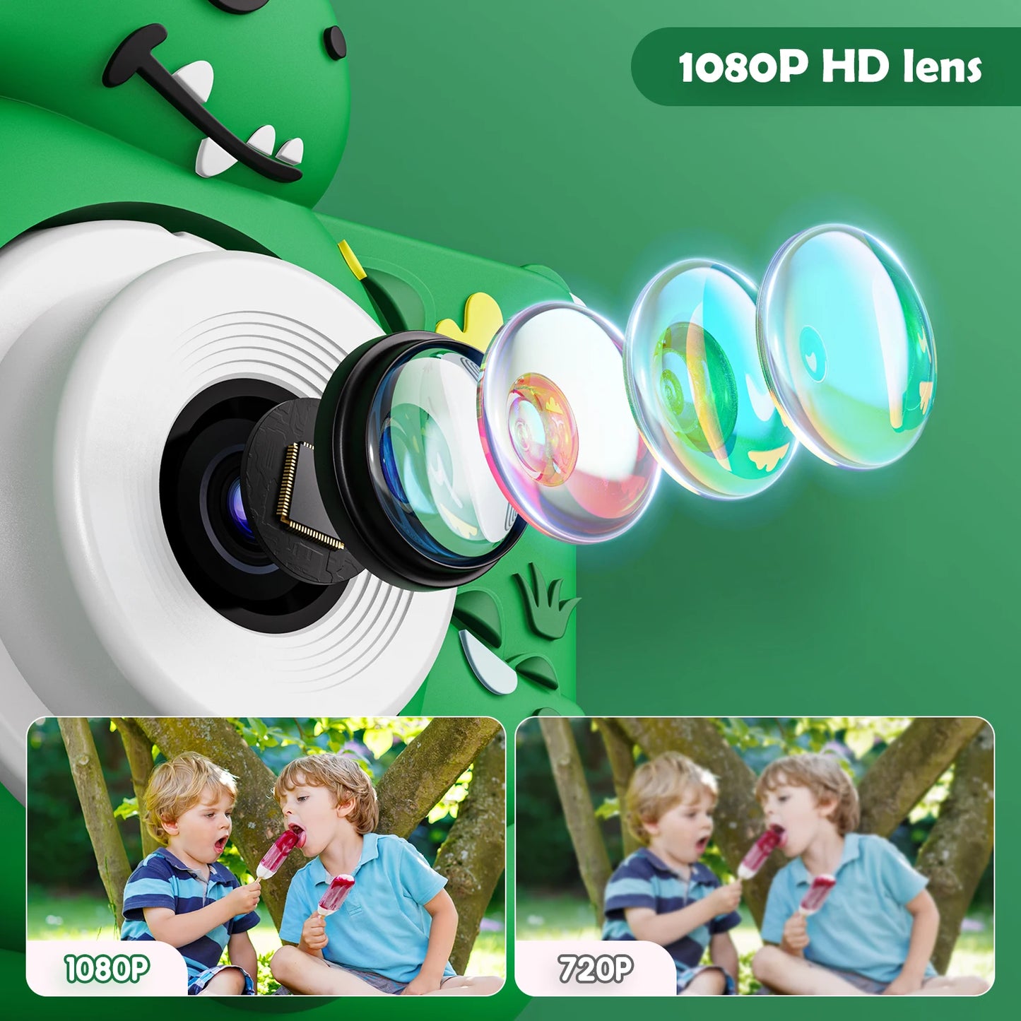 Câmera Digital Infantil HD 1080P 2.6 Lente Dupla Recarregável