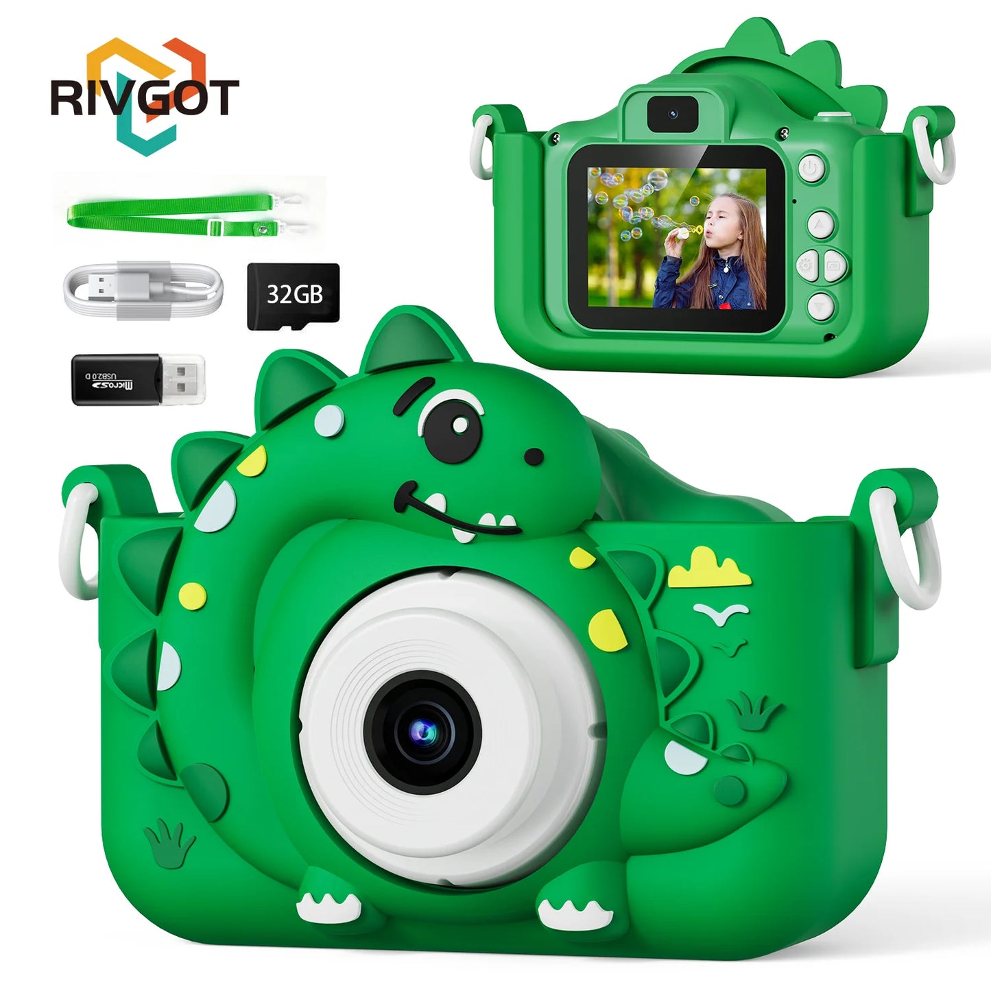 Câmera Digital Infantil HD 1080P 2.6 Lente Dupla Recarregável
