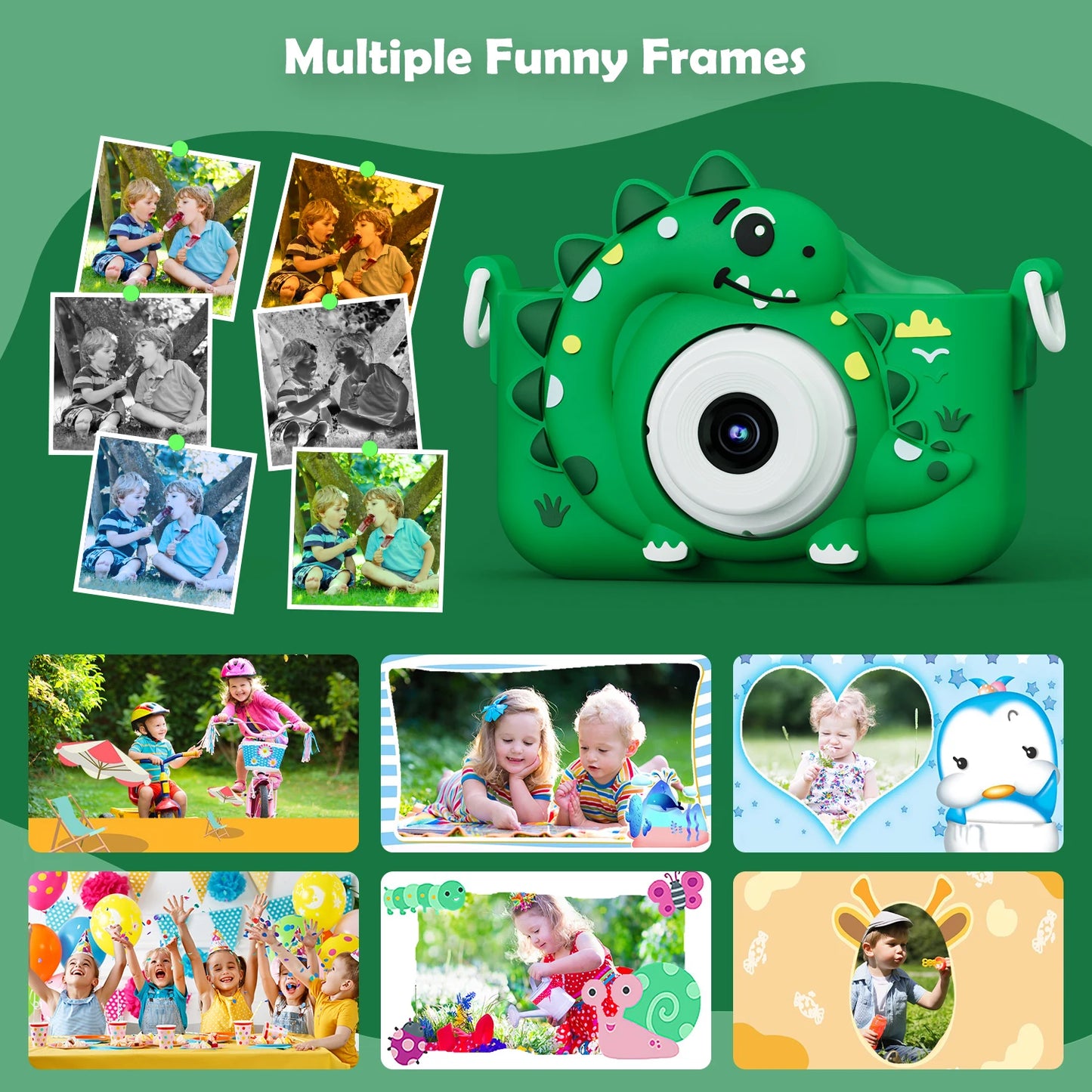 Câmera Digital Infantil HD 1080P 2.6 Lente Dupla Recarregável