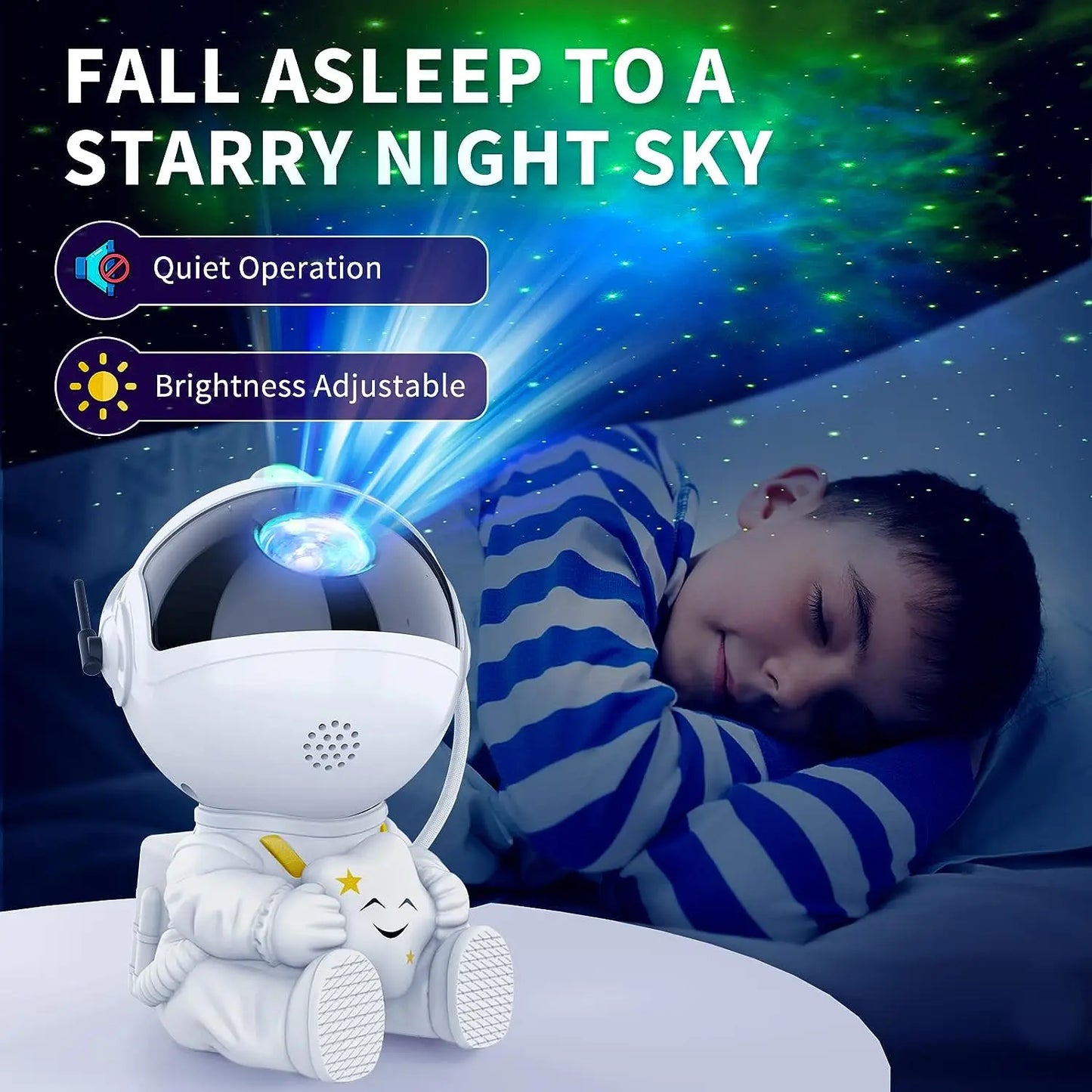 Projetor Astronauta Galáxia com Luz Noturna Estrelada