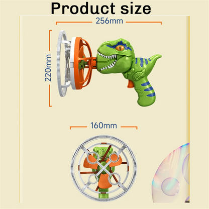 Pistola de Bolhas Dinossauro 3 em 1 com Ventilador